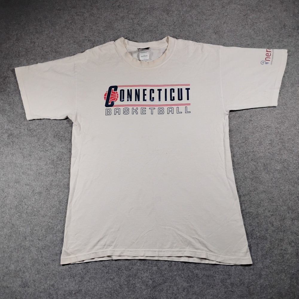Vintage Park 7 Connecticut Basketball T Shirt Men Large White Tee
